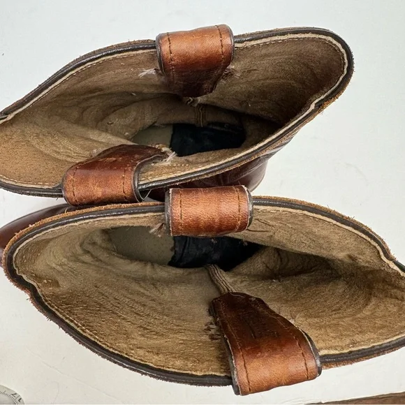 Abilene Brown Leather Cowboy Boots Western Embroidered Gum Oil Resistant Soles 7
